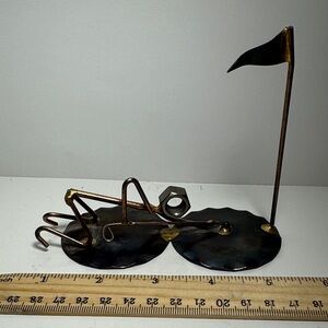 "Golf Pool Shot" figurine handcrafted from nuts bolts by Rock Creek Metal Craft